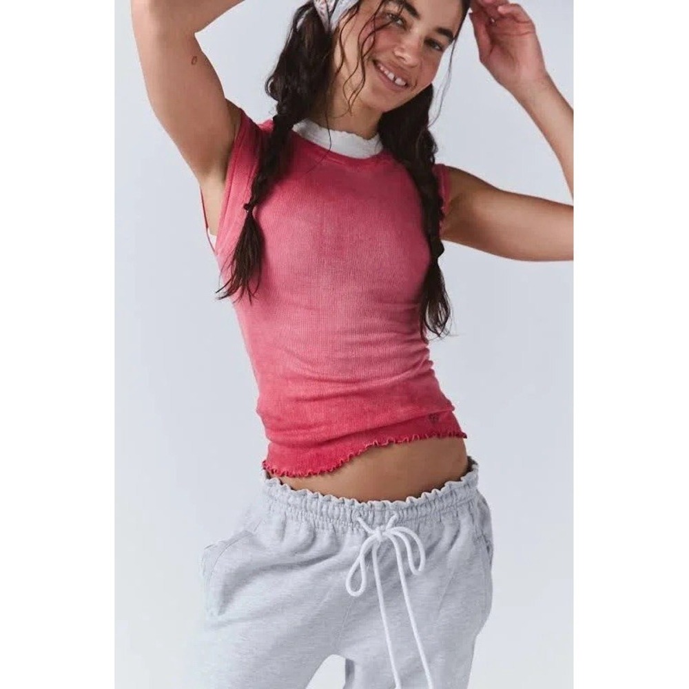 NWT Free People FP Movement Double Point Stretch Tee T Shirt XS/S Red $48